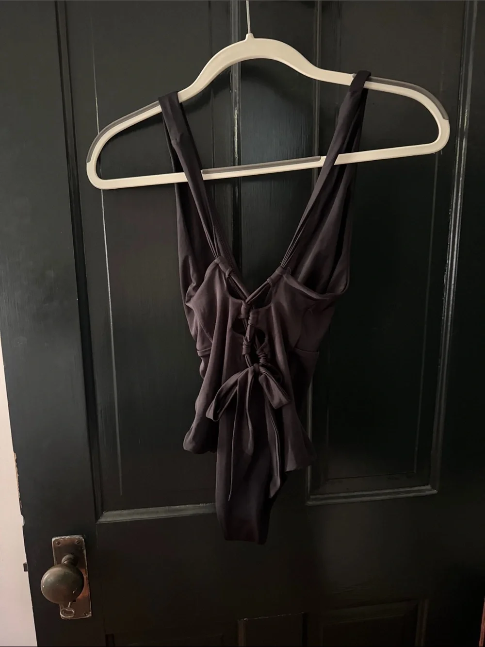 NWT Tori Praver X REVOLVE Andie One Piece in Black Sands XS Deep V Lace Up Back